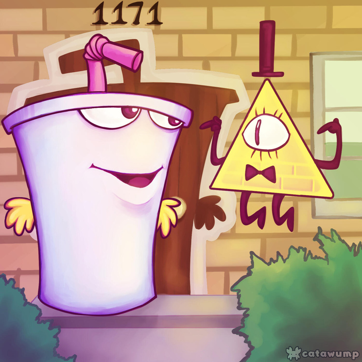 Company Disaster Area with Master Shake and Bill Cipher Company Disaster Area with Master Shake and Bill Cipher