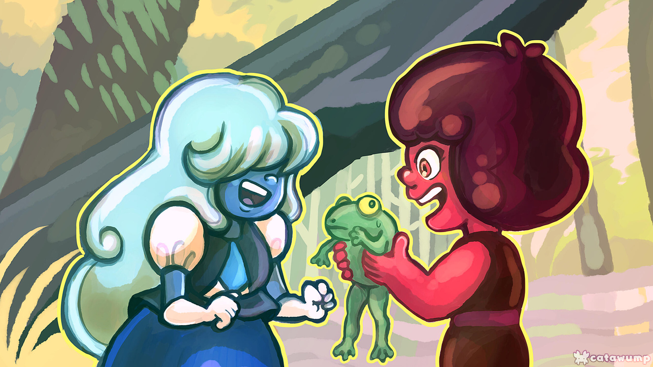 Ruby and Sapphire Find Frog - Steven Universe Fan Art